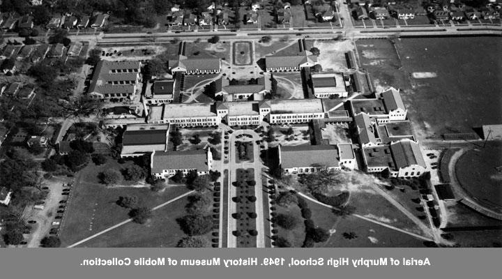 Aerial of Murphy High School, 1949.